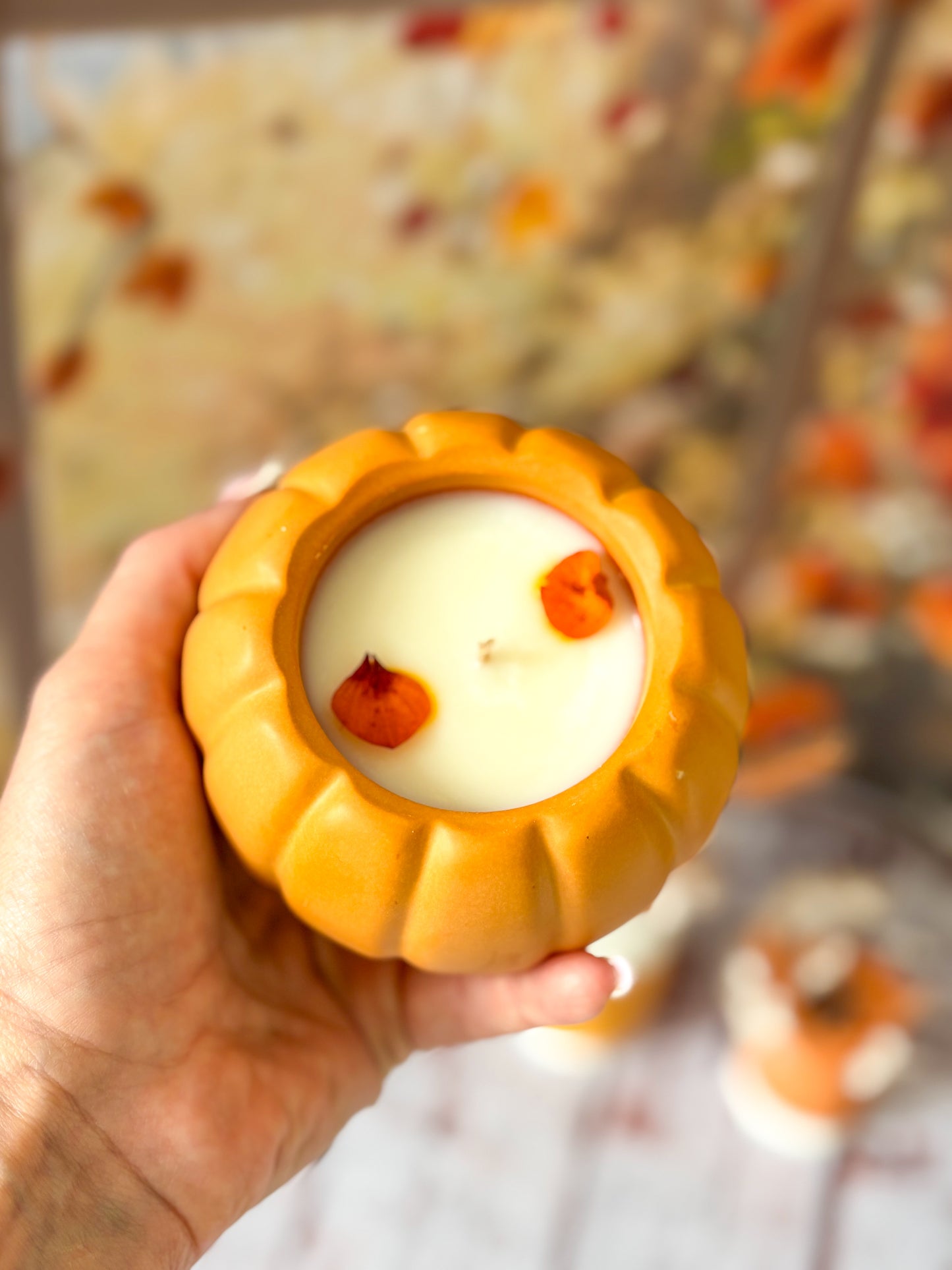 Automne - Combo Bougie citrouille orange & plateau