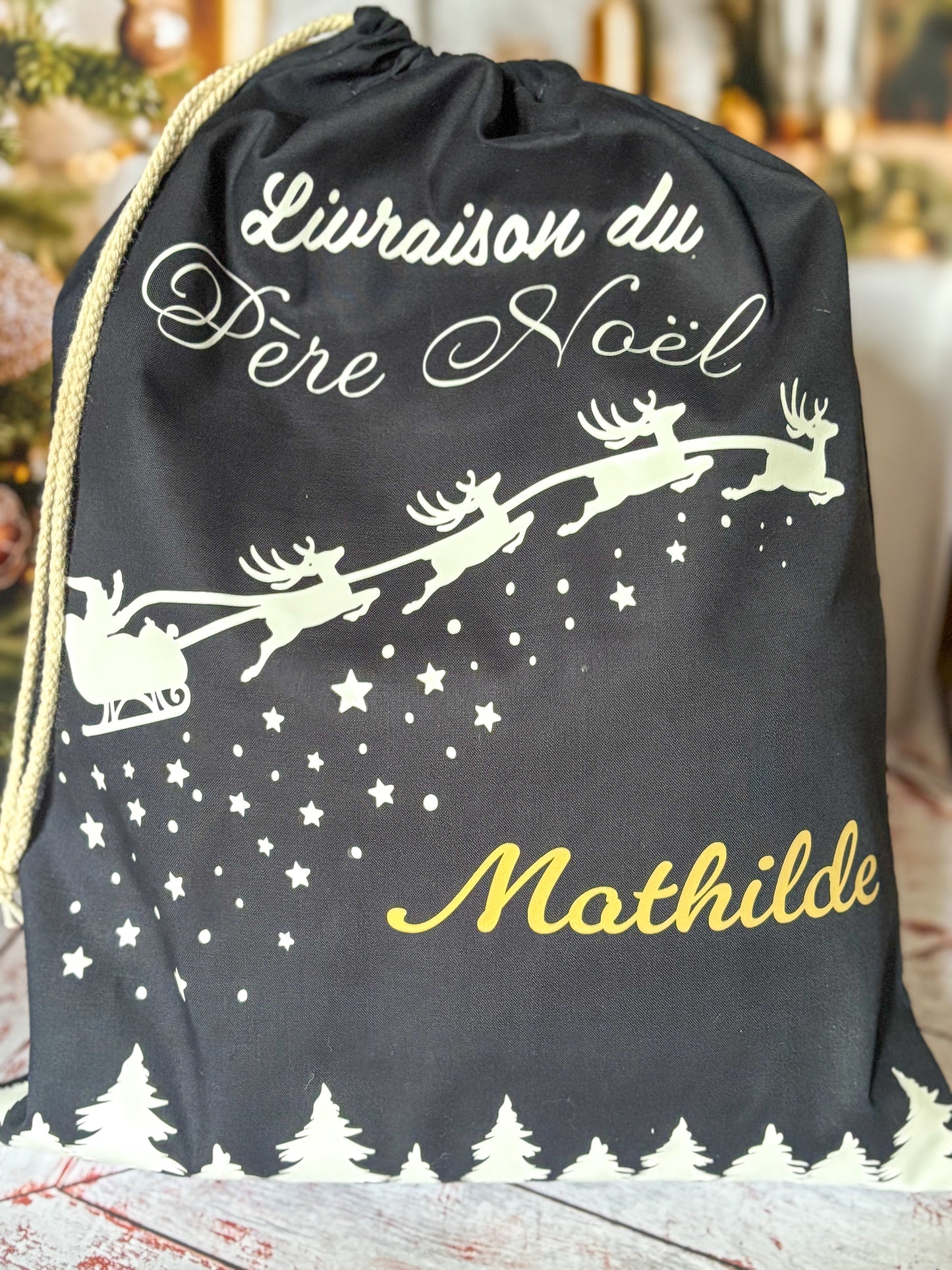 Hotte de Noël bleue