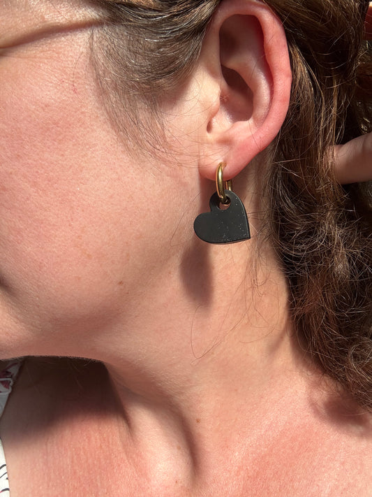 Boucles d’oreilles cœur bleu canard