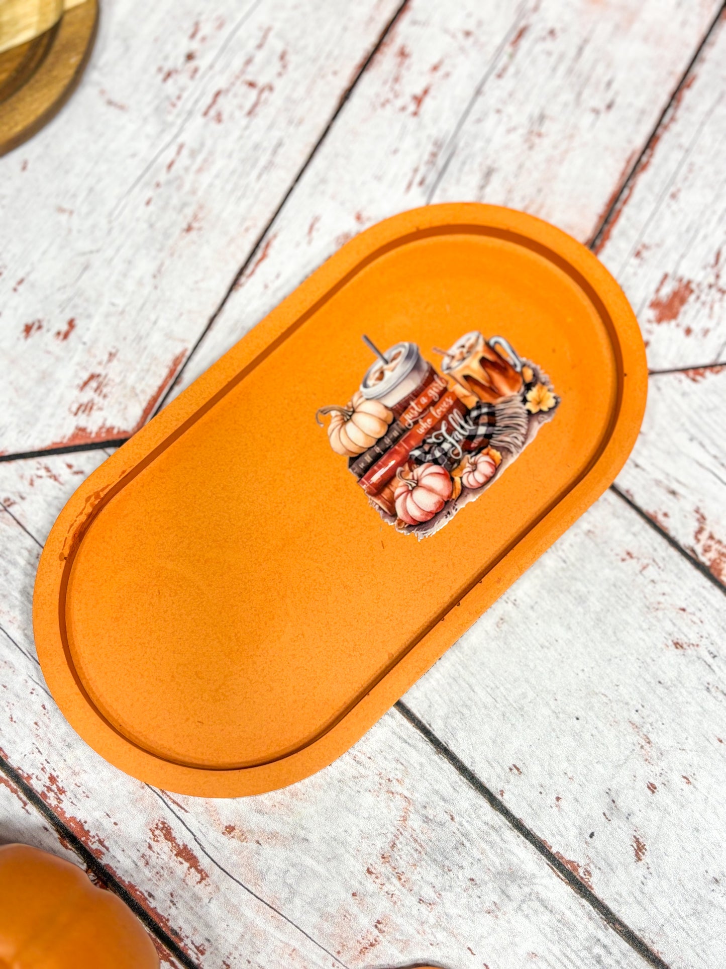 Automne - Combo Bougie citrouille orange & plateau