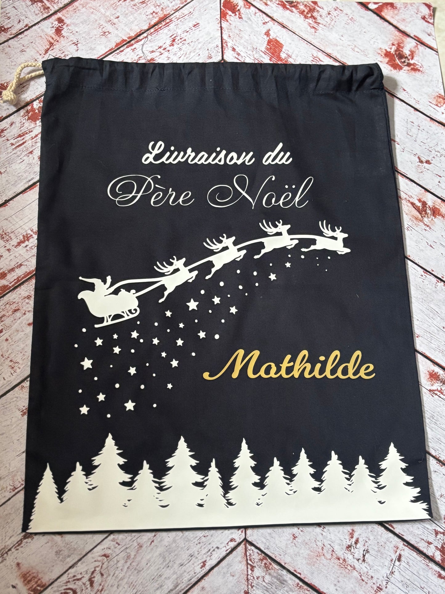 Hotte de Noël bleue