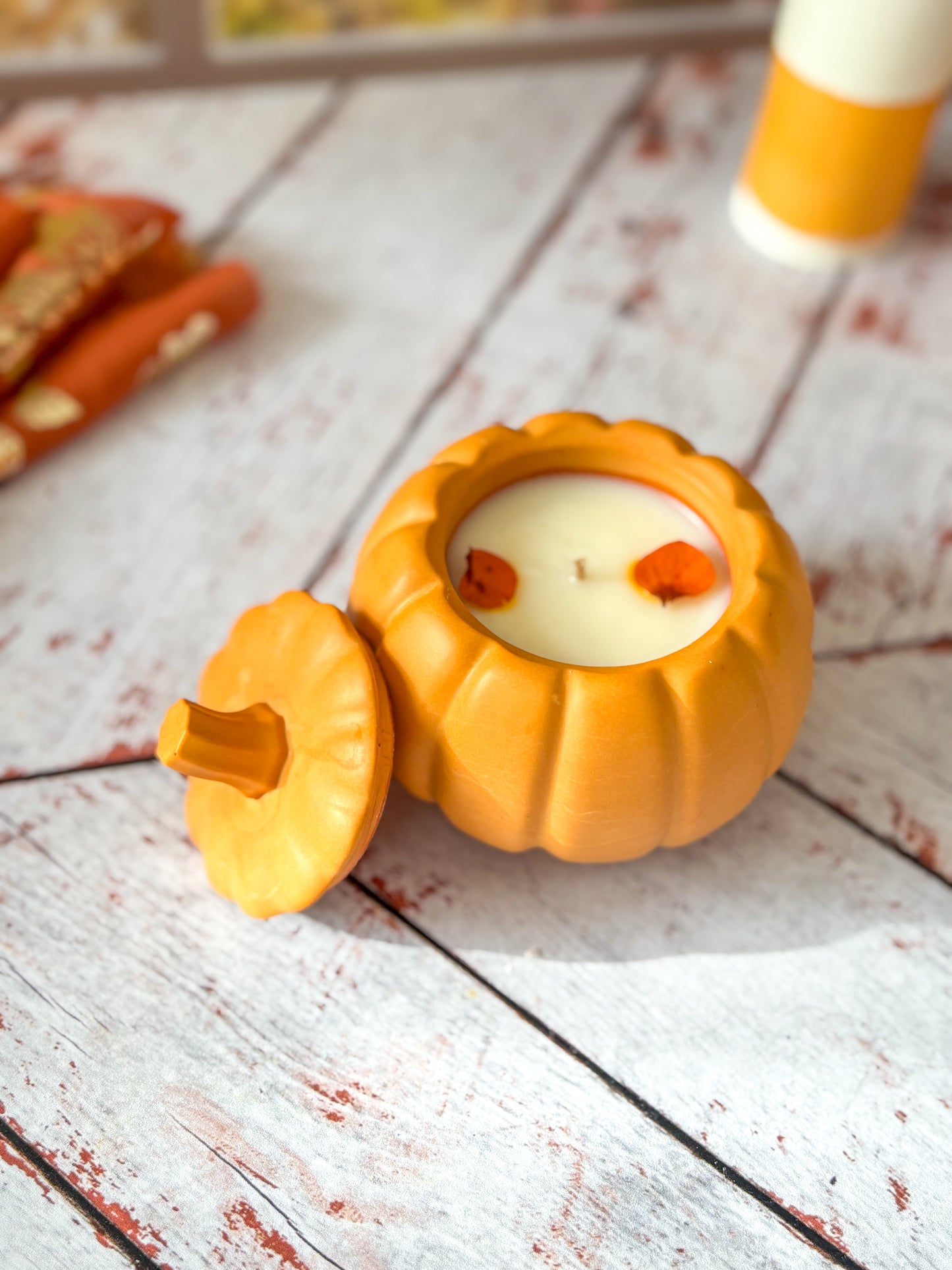 Automne - Combo Bougie citrouille orange & plateau