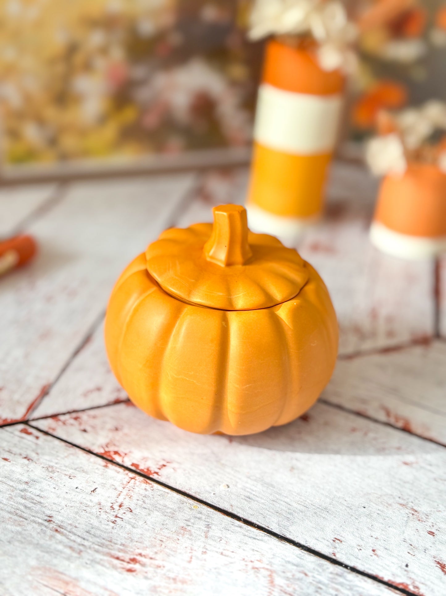 Automne - Combo Bougie citrouille orange & plateau