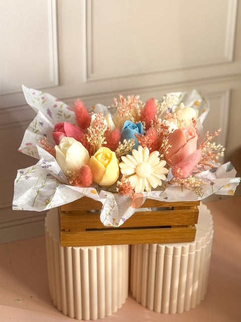 Cagette Fleurie : Duo Décoration Fleurs Séchées & Fondants Tulipes et Marguerites