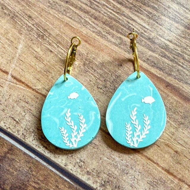Boucles d'Oreilles Océan en Jesmonite | Bijoux Artisanaux Été