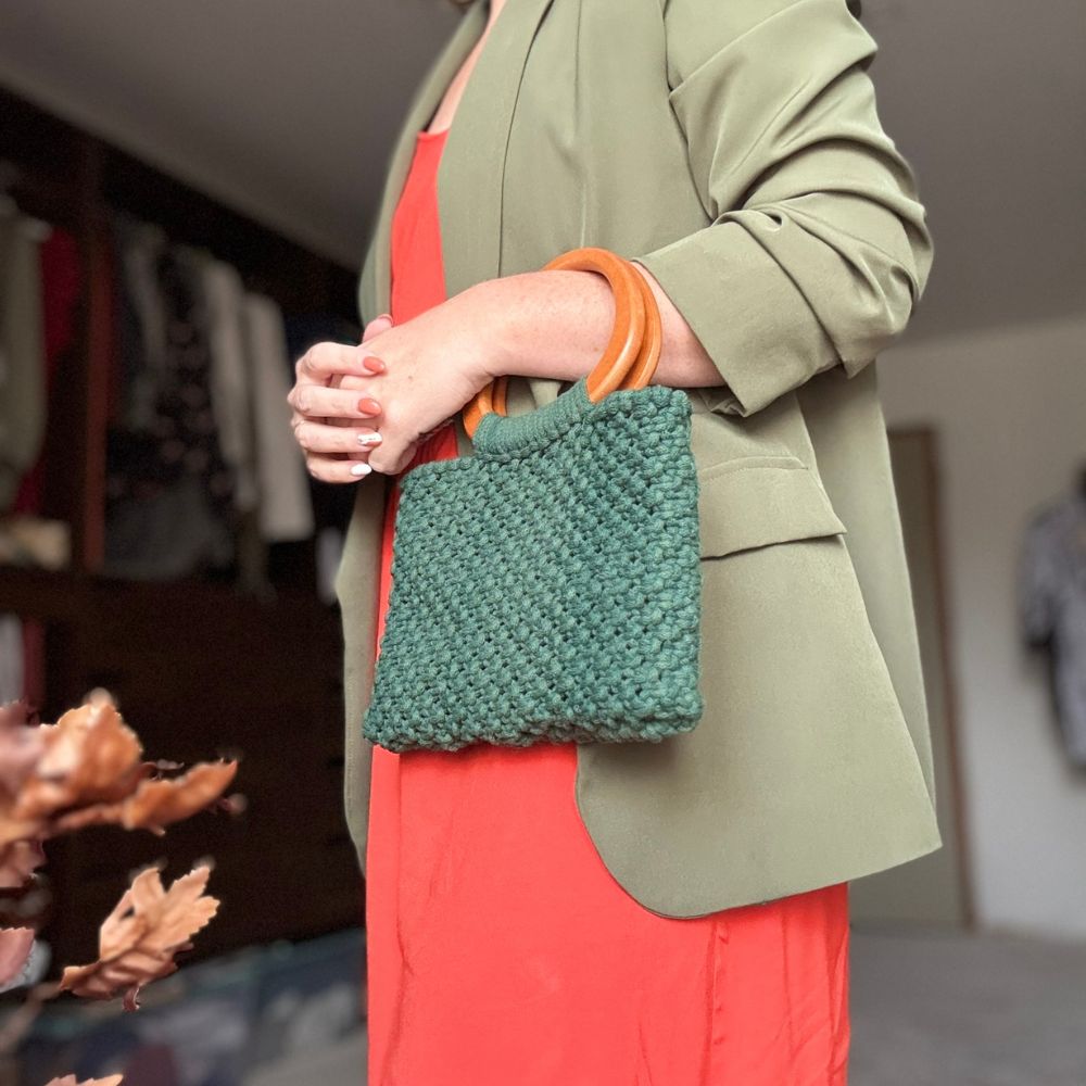 Sac en Macramé Vert Sapin - Fait Main