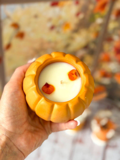 Automne - Combo Bougie citrouille orange & plateau