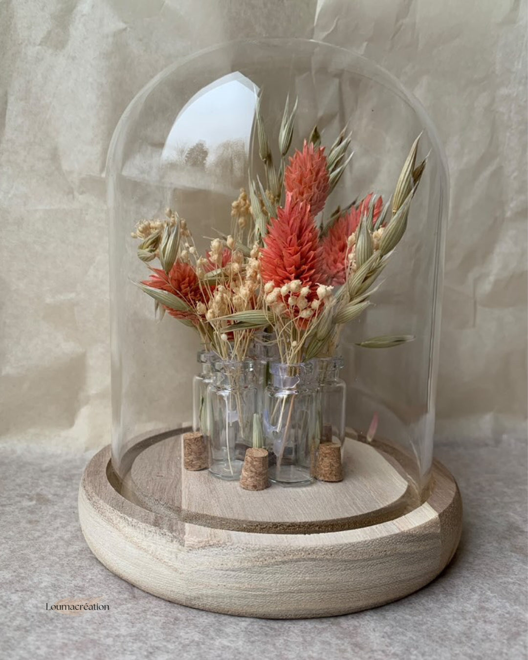 Cloche en Verre avec Fleurs Séchées