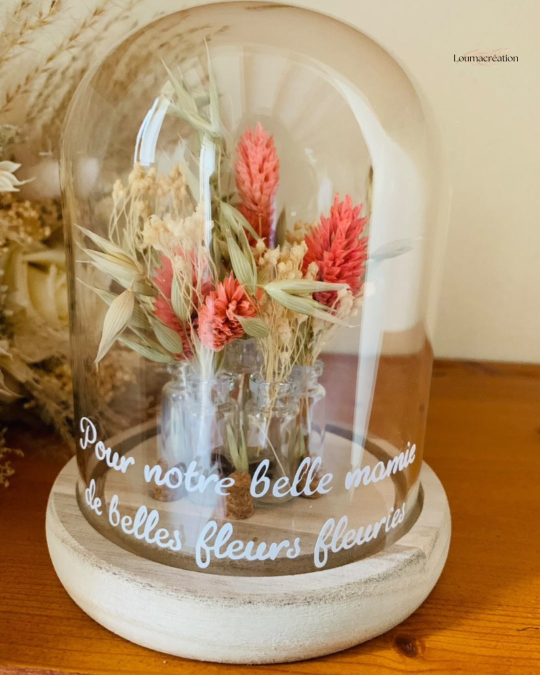 Cloche en Verre avec Fleurs Séchées