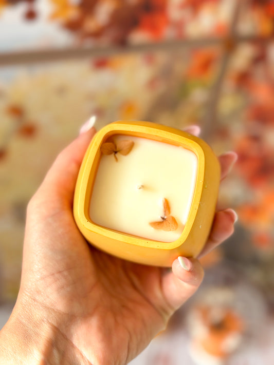 Automne - Combo Bougie Capucine jaune & plateau
