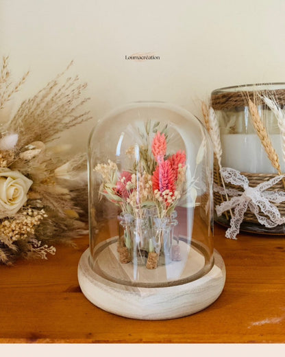 Cloche en Verre avec Fleurs Séchées