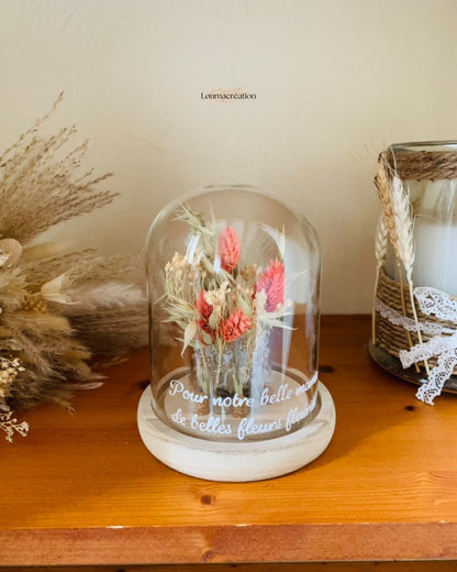 Cloche en Verre avec Fleurs Séchées