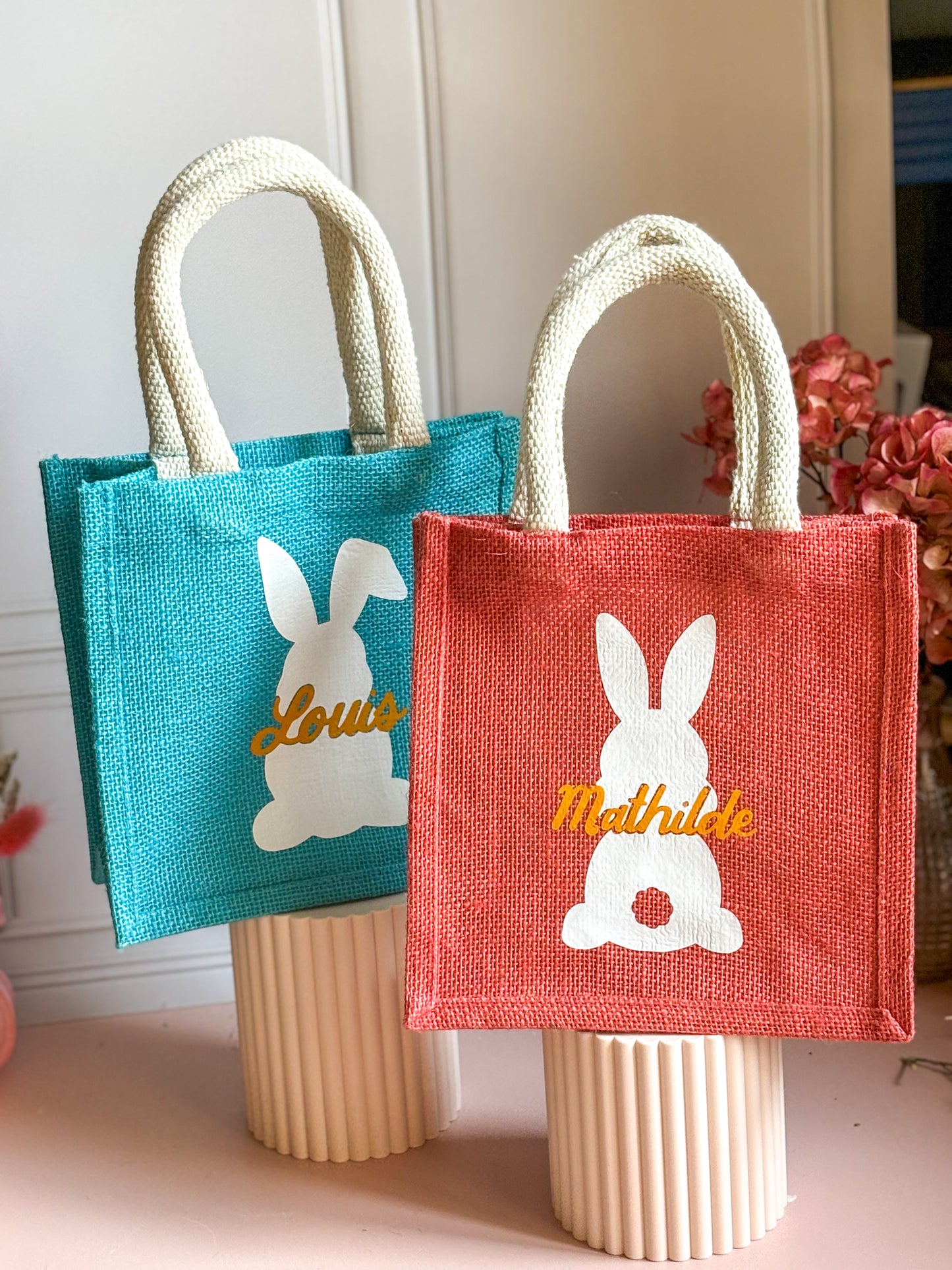 Sac de Pâques lapin (prénom personnalisé)
