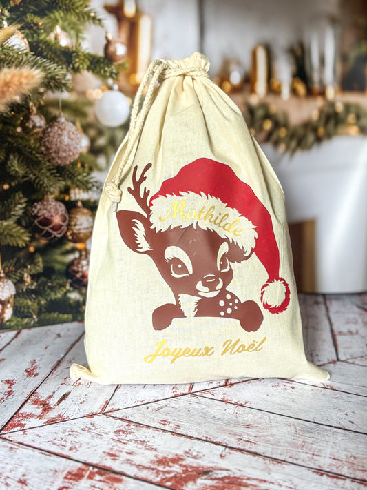 Hotte de Noël petit renne