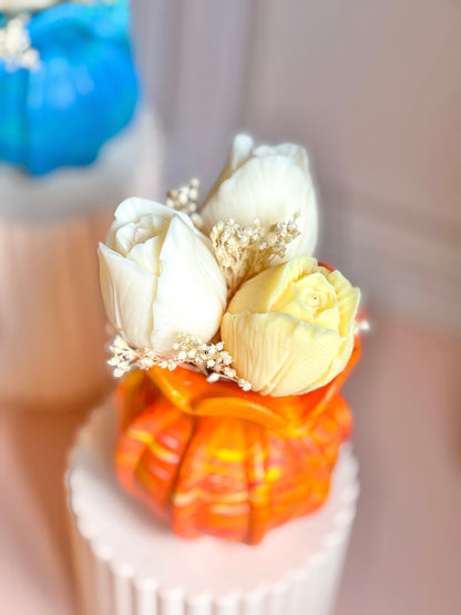 Vase en Jesmonite fait main avec fleurs parfumées – Cadeau original Fête des Mères