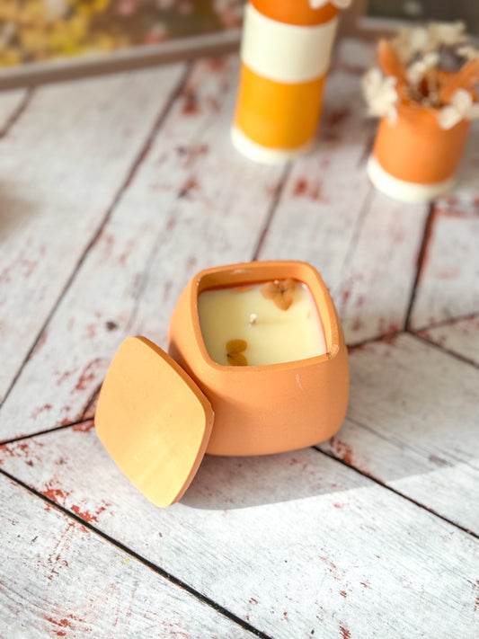 Automne - Combo Bougie Capucine orange & plateau