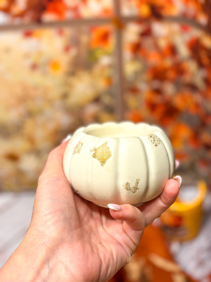 Automne - Combo Bougie citrouille or & plateau