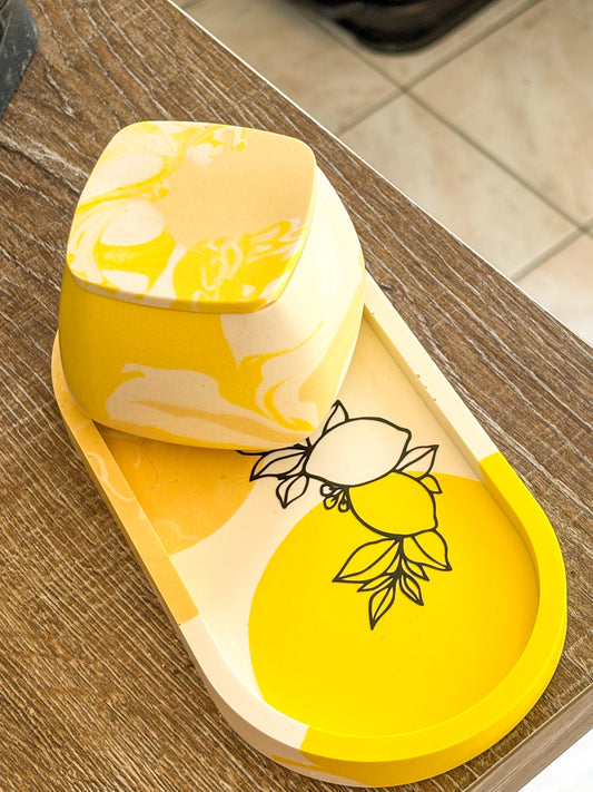 Plateau ovale citron