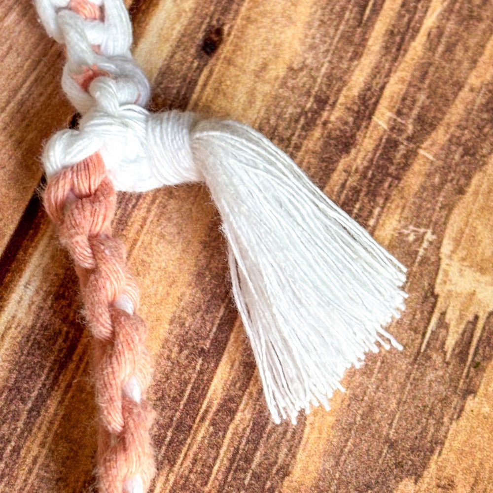 Sac Bandoulière Girly Rose & Blanc, Pompons et Nœuds Macramé