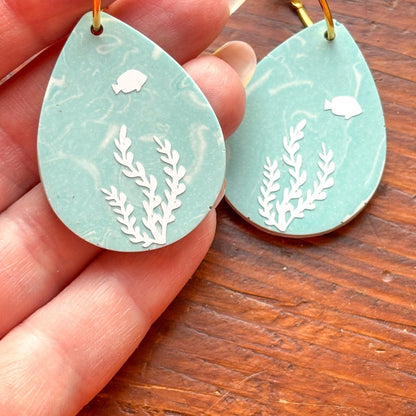 Boucles d'Oreilles Océan en Jesmonite | Bijoux Artisanaux Été