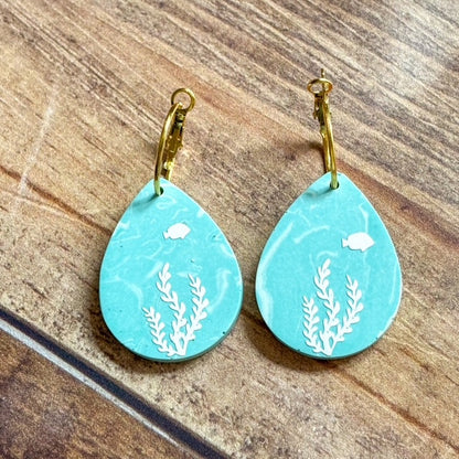 Boucles d'Oreilles Océan en Jesmonite | Bijoux Artisanaux Été