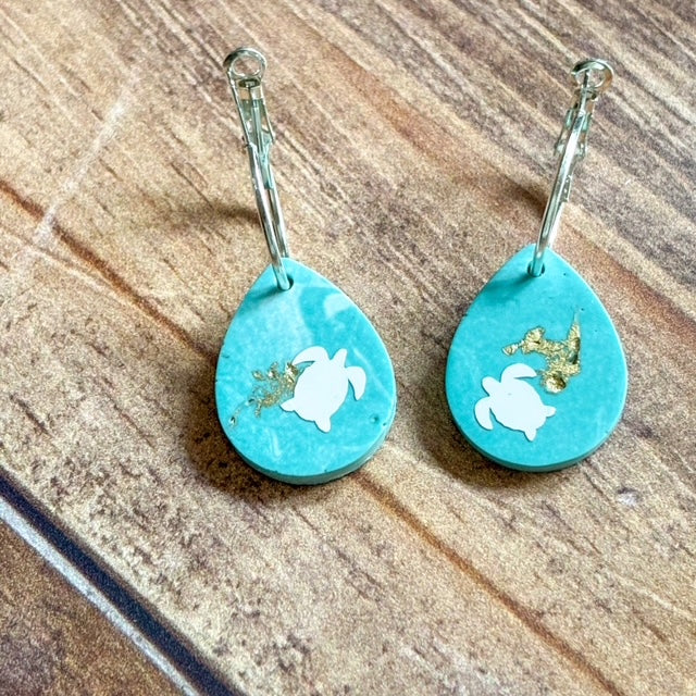 Boucles d'Oreilles Océan en Jesmonite | Bijoux Artisanaux Été