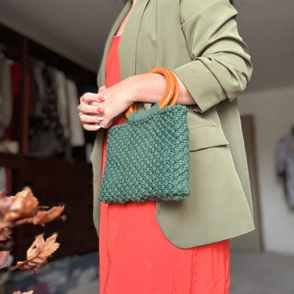 Sac en Macramé Vert Sapin - Fait Main