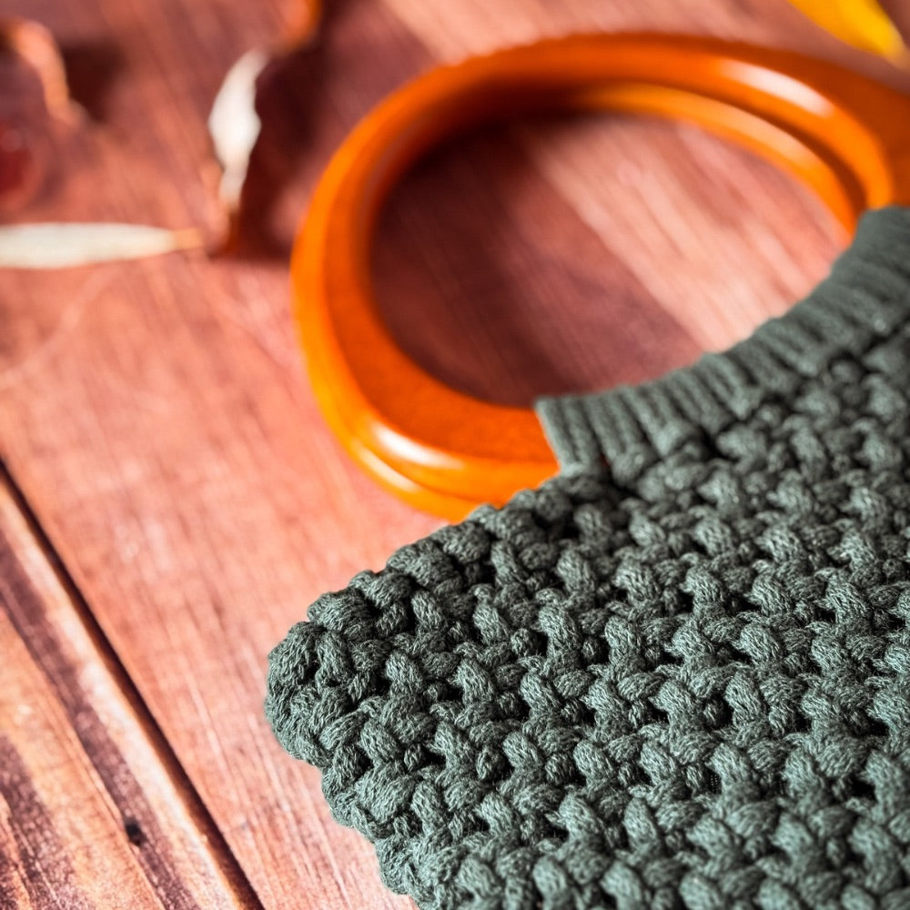 Sac en Macramé Vert Sapin Fait Main