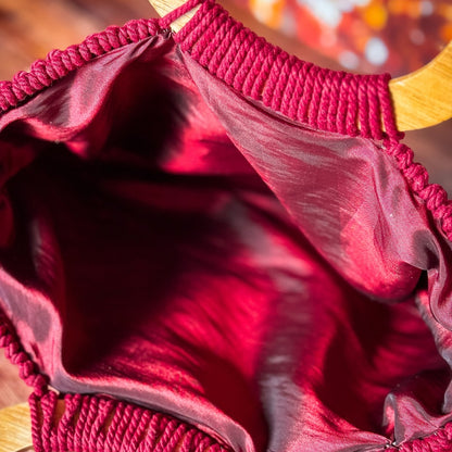 Grand Sac en Macramé Bordeaux - Fait Main
