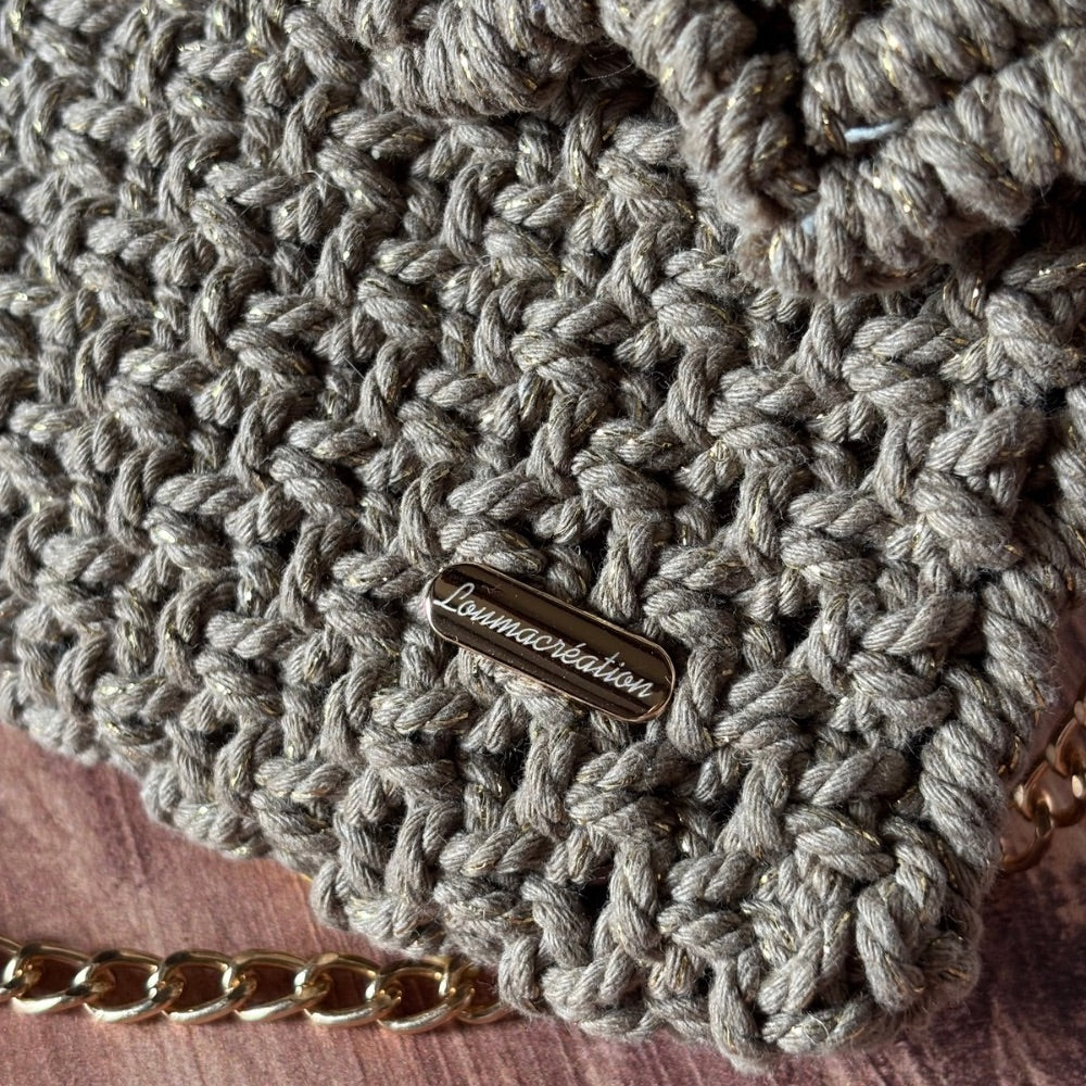 Pochette Macramé Marron Clair - Fait Main