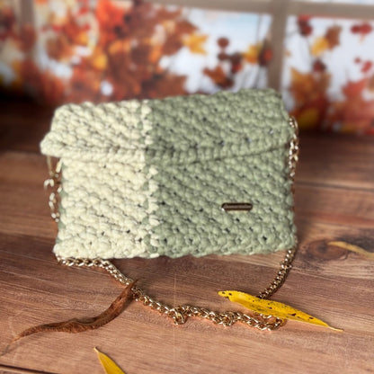 Pochette Macramé Crème & Vert Sage - Fait Main