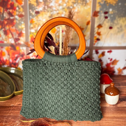 Sac en Macramé Vert Sapin Fait Main